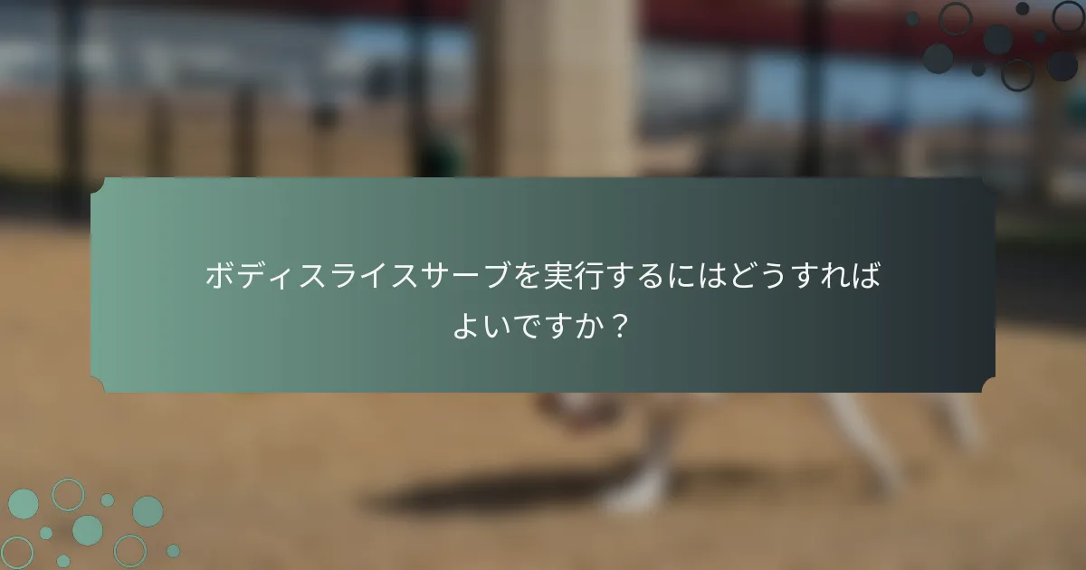ボディスライスサーブを実行するにはどうすればよいですか？