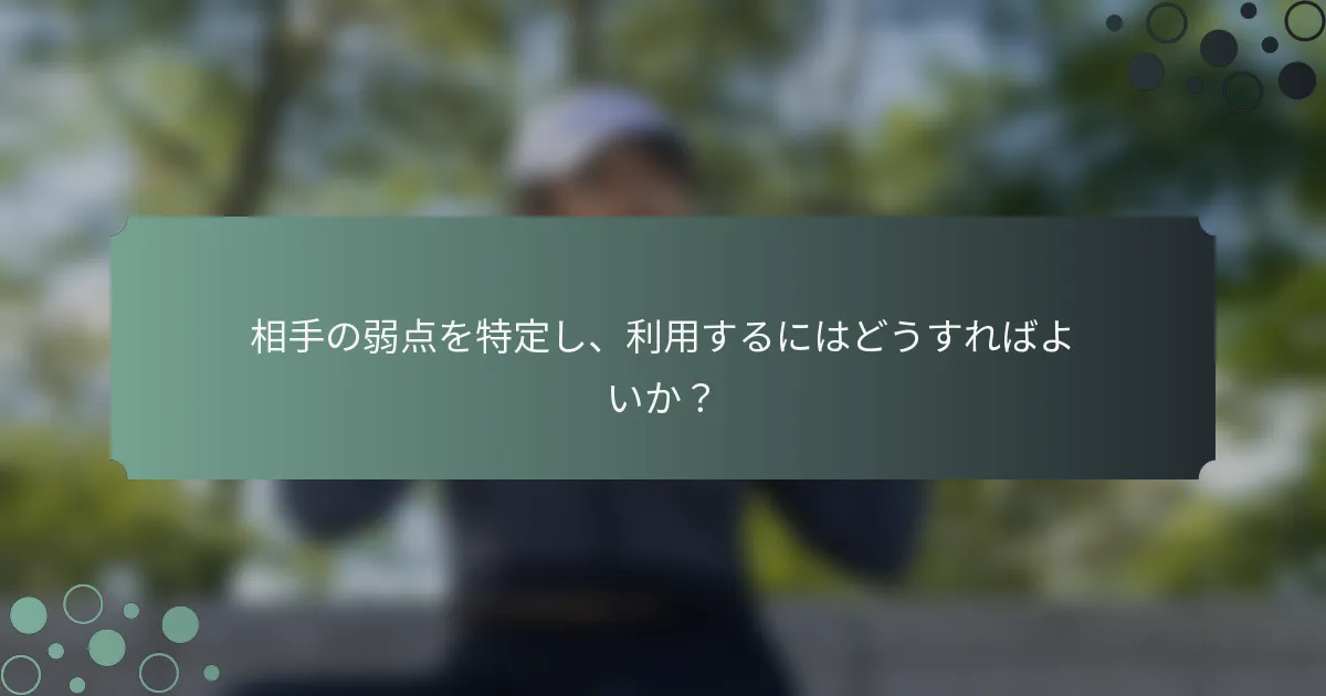 相手の弱点を特定し、利用するにはどうすればよいか？